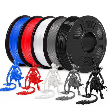 SUNLU 5Roll PETG/PETG Clear Filament 1.75 ±0.02mm 1kg Spool (2.2lbs) High Toughness Neatly Wound Filament Fit Most FDM Printer