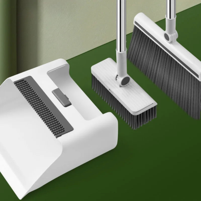 Broom Dustpan Floor Brush Set Indoor Non-stick Hair Long Handle Thickened Broom With Stand Up Dustpan Combo Set Home Clean Tools