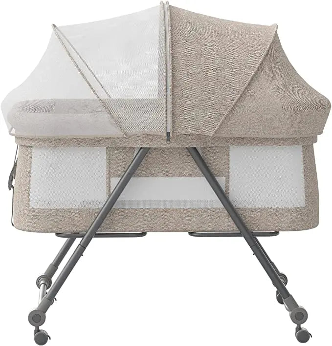 UBRAVOO Baby Grab-and-go Travel Cot  with Mattress & Silent Wheels,  Rocking Crib Convertible, XYT-001