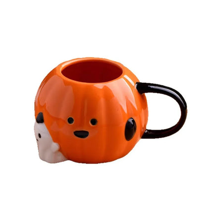 Halloween Ceramic Pumpkin Coffee Mug Creative Ghost Water Cup European Afternoon Tea Flower Tea Coffee Cup Breakfast Milk Mug