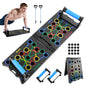 Portable Foldable Multi-Purpose Push-Up Board with Handles and Resistance Bands - Fitness Equipment, Home Gym Indoor Training