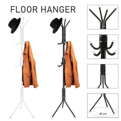 Metal Freestanding Tree-Shaped Clothing Rack, Multi-Functional Garment Organizer, Space-Saving Floor Standing clothes hat Rack