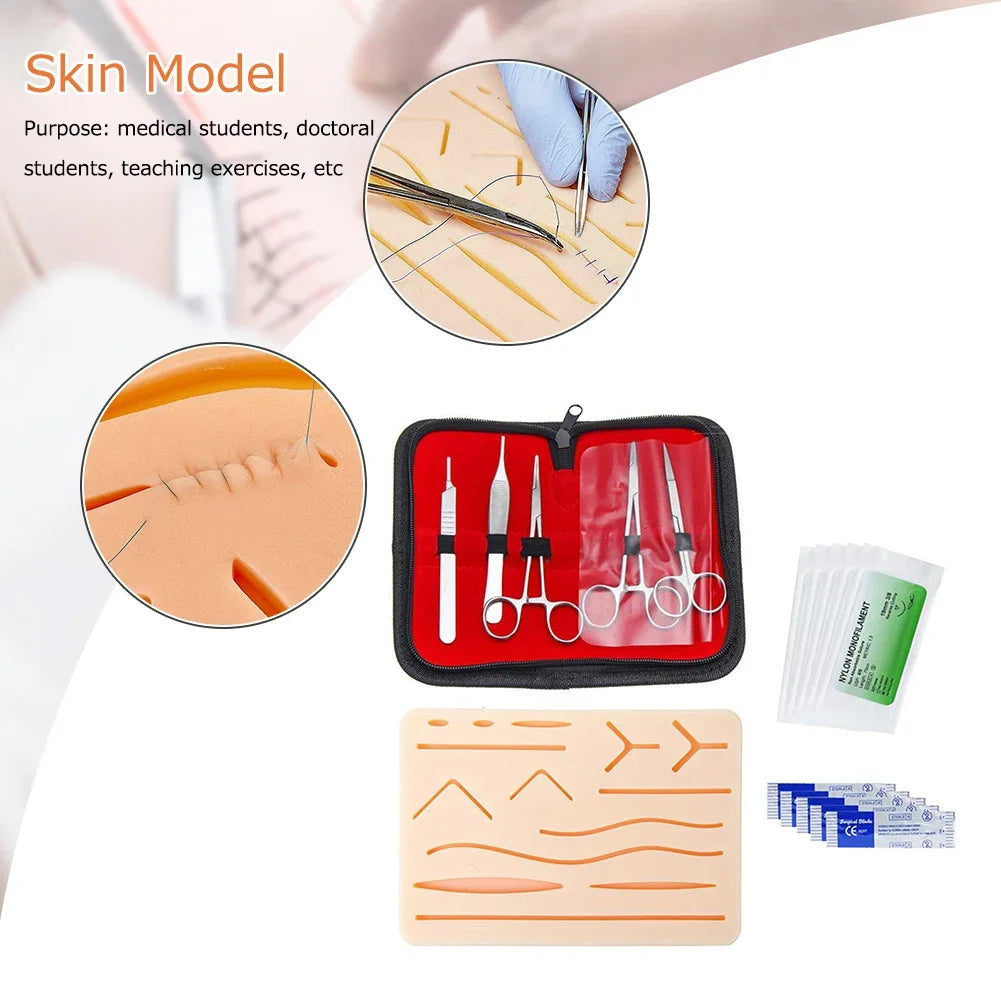 Silicone Skin Suture Training Kit Reusable Traumatic Skin Teaching Module Medical Surgical Suturing Gadgets Supplies