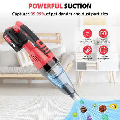 DayPlus Handheld Vacuum Cleaner,2 IN 1 Home and Car Vacuum Cleaner Cordless with Powerful Suction For Pet, Car, Home, Office