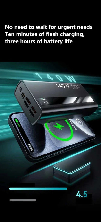 Lenovo 140W 500000mAh CCC Powerbank Super Fast Charging Portable Battery Charger Ultra Capacity LED Digital Display