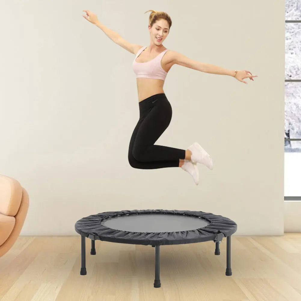 【Breeins】Folding Trampolines Fitness Indoor Exercise Workout Rebounder Sport Trampoline Handle Trampoline for Adults Jumping T