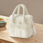 Insulated Double Deck Lunch Bag for Women Ladies Puffy Padded Lunch Tote Waterproof Bento Top Handle Bag for Work Picnic Travel