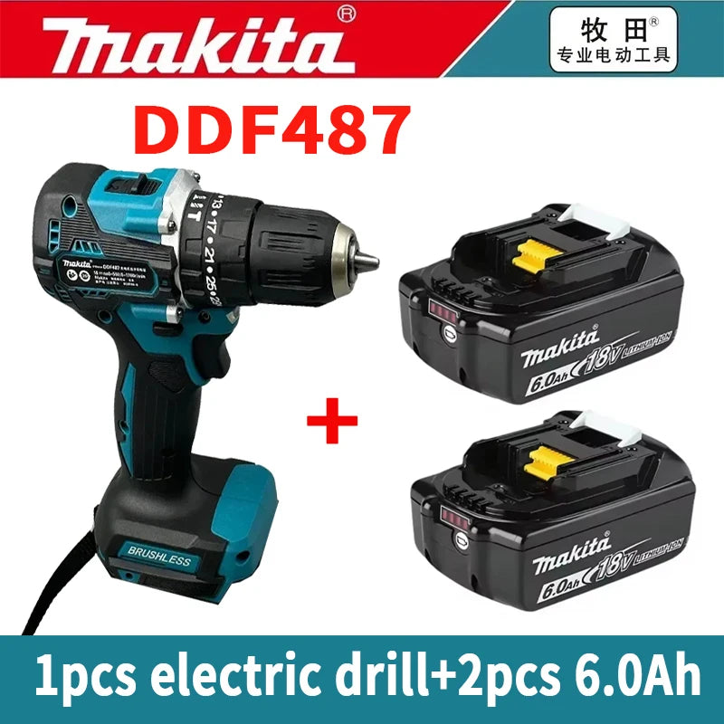 Makita DDF487 10mm brushless household 18V lithium-ion charging impact drill,high torque electric screwdriver Makita 18V Battery