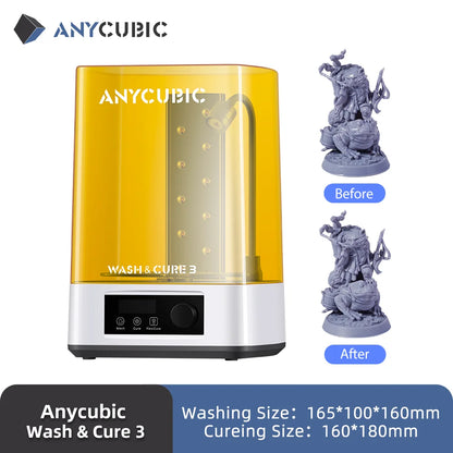 ANYCUBIC Wash & Cure 3 AE Version For Mars Photon Mono 4 LCD SLA DLP 3D Printer Models Curing Resin Cleaning Machine 2 in 1