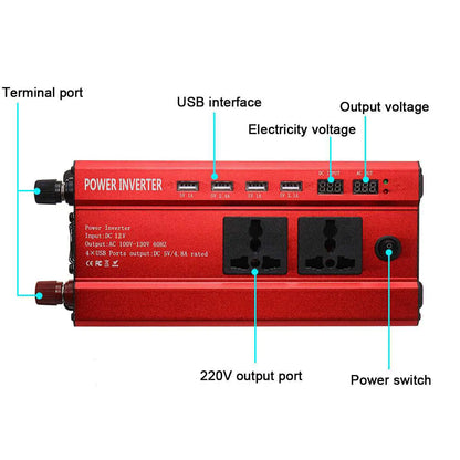 Car Power Inverter Converter Sine Wave DC 12V to AC 220V Transformer Convert LED Dispaly Converter Car Charger Converter Adapter