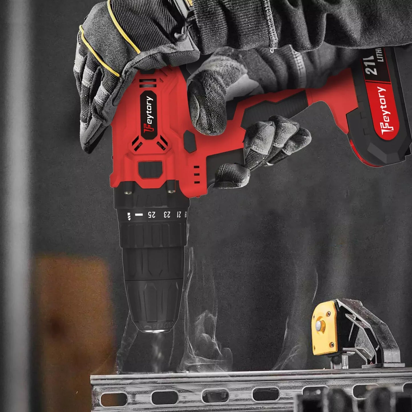 21V Battery Drill,Electric Screwdriver with 45 Nm, 25+1 Tightening Torque Settings,29PCS Accessories,LED Light,Safety Lock Drill