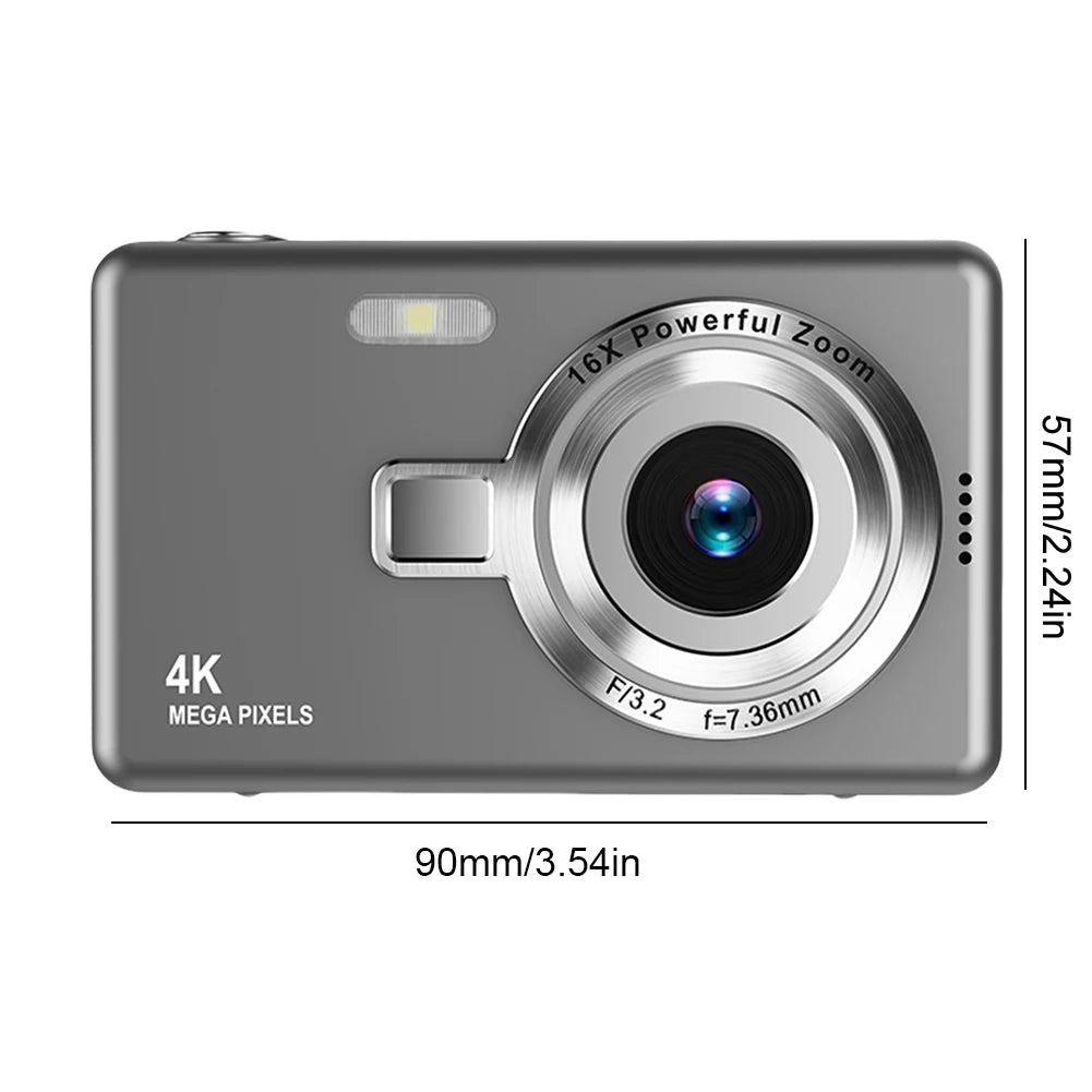 4K HD 1080P Digital Camera 96MP Portable Vlogging Camera 16X Zoom Camcorder Camera 2.4 Inch IPS Screen for Photography and Video