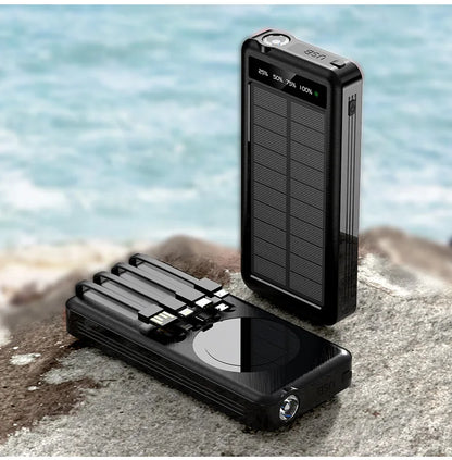 50000mAh Portable Solar Power Bank PD22.5W Ultra Fast Charging Built-in Four Wire PowerBank  for IPhone Huawei Samsung