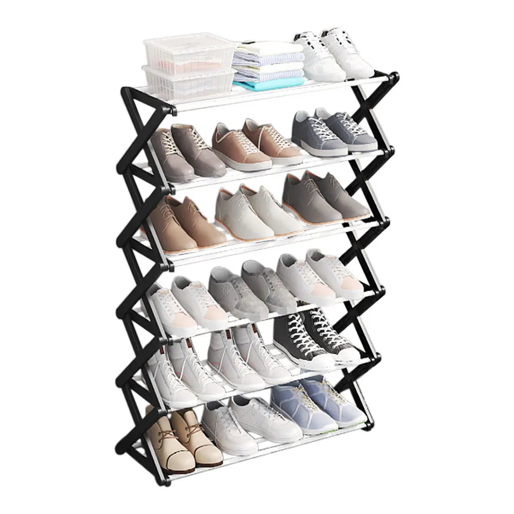 【Breeins】Foldable Multi-Tier Metal Shoe Rack for Entryway Shoes Storage Organizer Shelf Home Decoration Cabinet