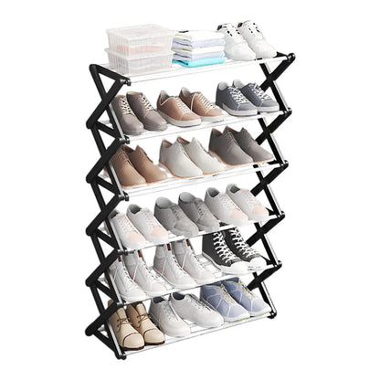 【Breeins】Foldable Multi-Tier Metal Shoe Rack for Entryway Shoes Storage Organizer Shelf Home Decoration Cabinet