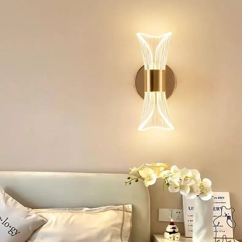 Gold Acrylic Wall Sconce, 12W Led Wall Lamp with 3 Color Temperature Options (3000K/4000K/6500K), Perfect for Hallway