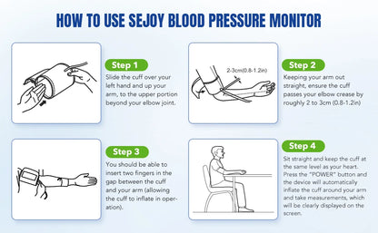 Sejoy DBP Blood Pressure Monitor Upper Arm Automatic BP Cuff Machine with LED Display for Home Use Health Care