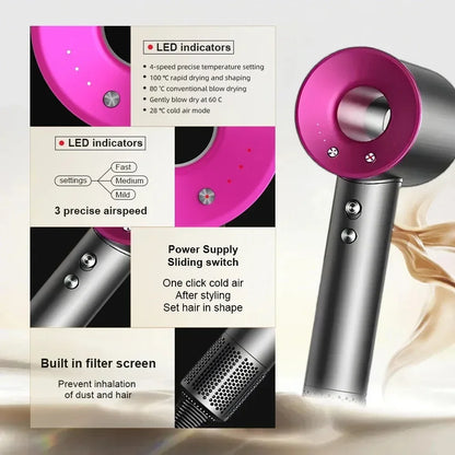 Negative ion hair dryer with high speed and no blades High power silent and quick drying Portable, suitable for home annd travel