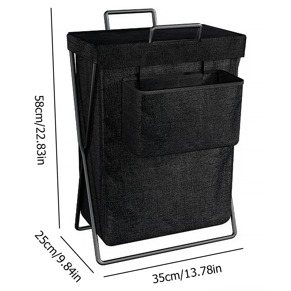 Foldable Storage Basket, Large Capacity Dirty Clothes Basket with hanging bag, Durable Canvas Organizer for Laundry