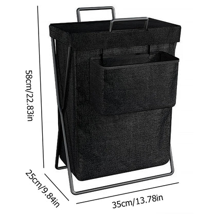 Foldable Storage Basket, Large Capacity Dirty Clothes Basket with hanging bag, Durable Canvas Organizer for Laundry