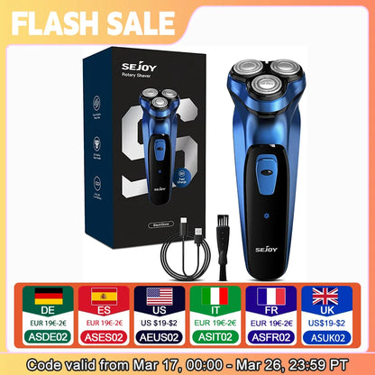 SEJOY Shaver Men USB Electric Shaver Powerful Beard Electric Razor Rechargeable WaterproofShaving Machine