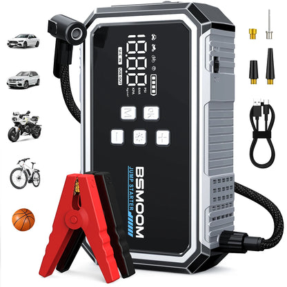 4-in-1 Jump Starter with Air Pump Starter Box Battery Pack with Digital Tire Inflator Car Battery Jump Starter