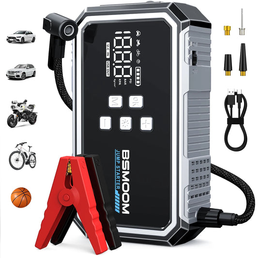 4-in-1 Jump Starter with Air Pump Starter Box Battery Pack with Digital Tire Inflator Car Battery Jump Starter