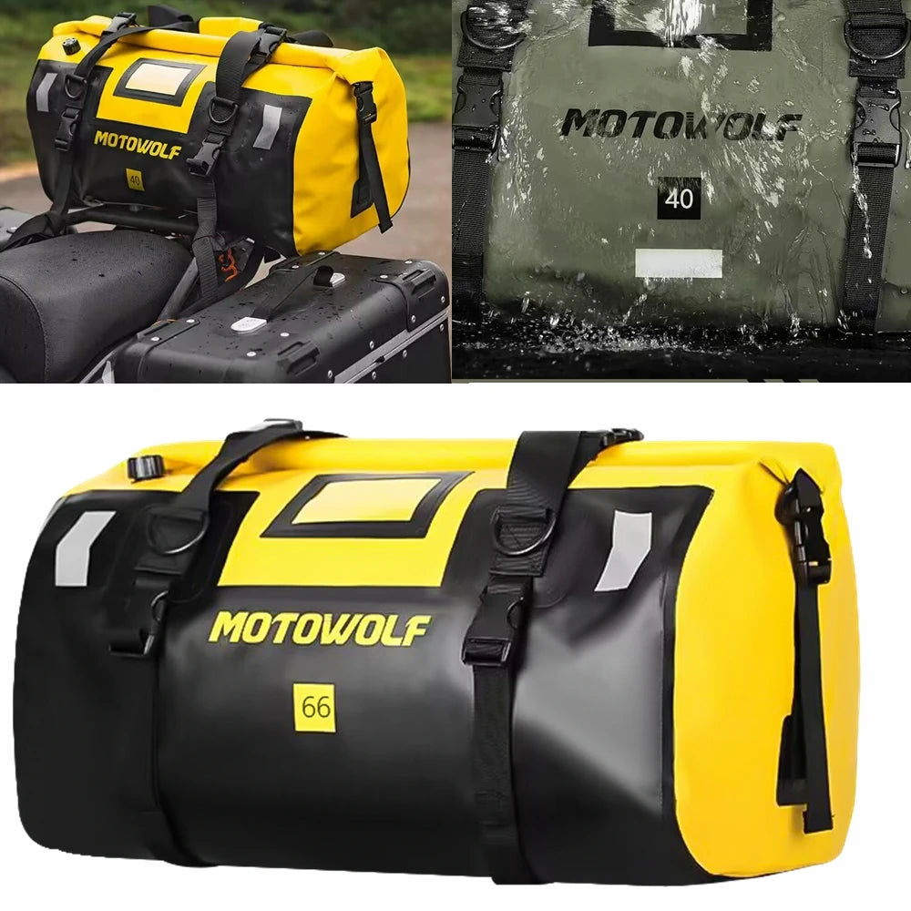 Motorcycle Waterproof Tail Bag Travel Outdoor Dry Luggage Roll Pack Bag 20 /40/66 Motorbike Luggage Backpack Motorcycle Seat Bag