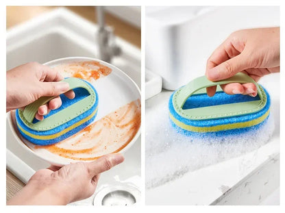 Kitchen Bathroom Toilet Cleaning Magic Sponge Glass Wall Cleaning Bath Brush Handle Sponge Ceramic Window Slot Clean Brush
