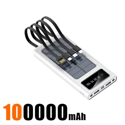 500000mAh 4in1 Solar Power Bank High Capacity 120W Fast Charging USB TypeC LED Light Outdoor Battery For iPhone Samsung 2026 NEW