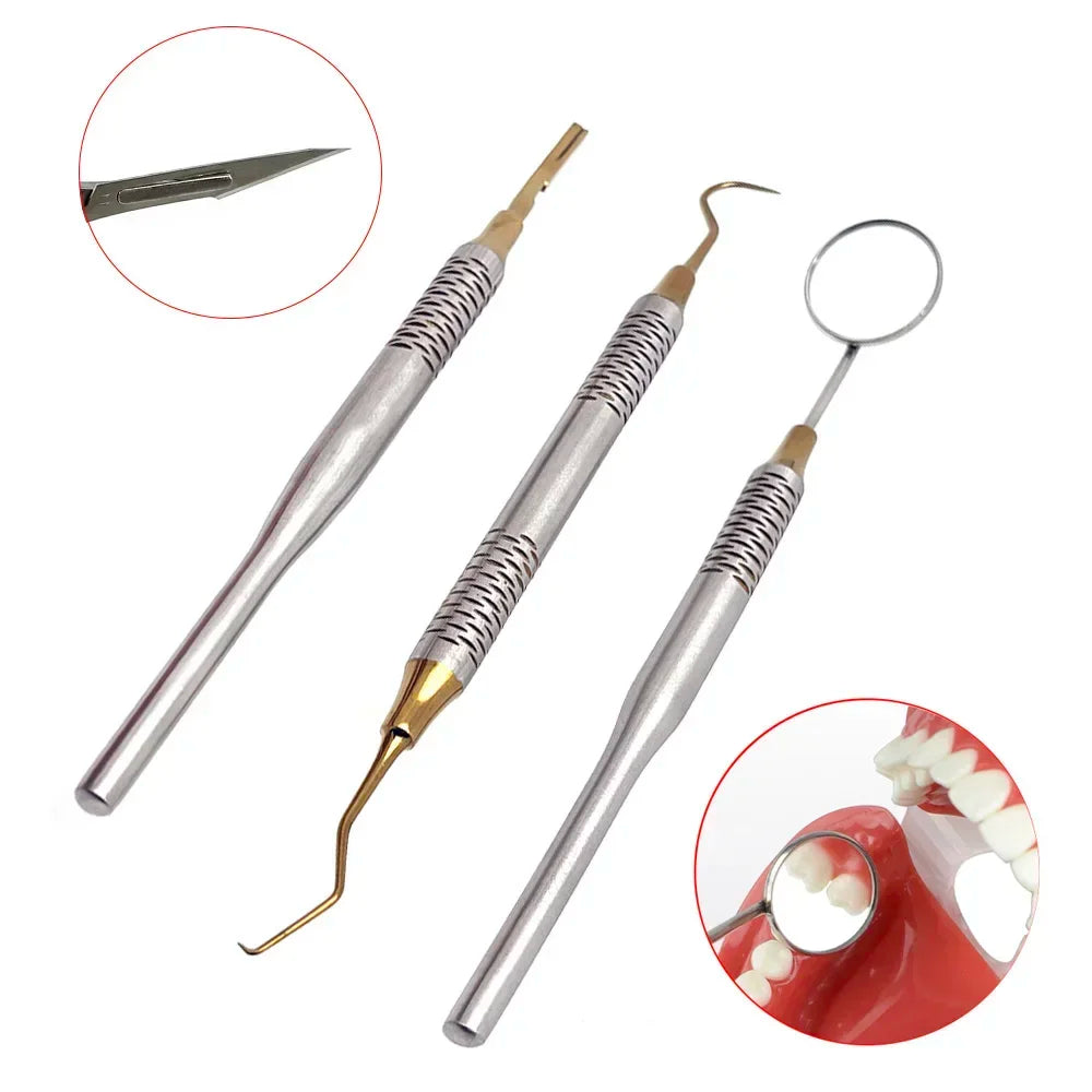 Dentist Tool Dental Mouth Mirror Explorer Probe Blade Handle Stainless Steel Dental Instruments Dentist Teeth Cleaning Tools