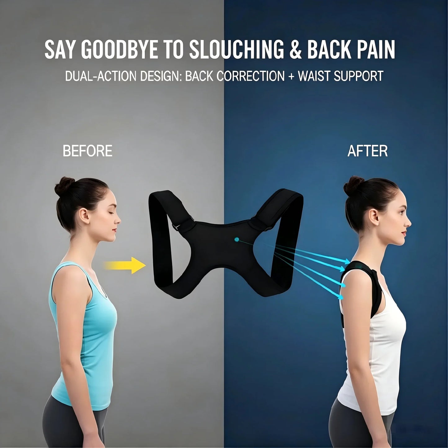 Adjustable Invisible Posture Corrector for Men Women, Breathable Upper Back Clavicle Support Brace for Hunchback Correction Pain