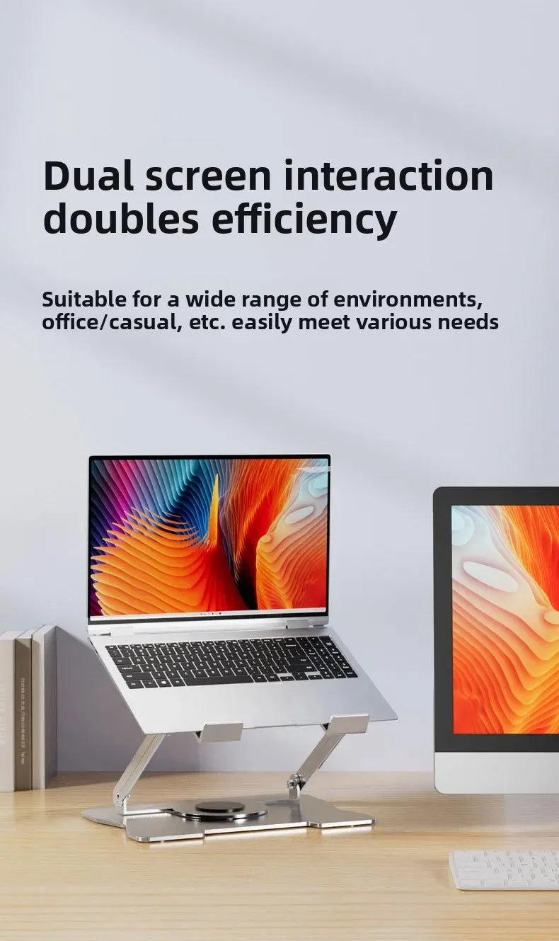 No-Install Notebook Tablet Stand Foldable Alloy Heat Sink Rotatable Display Elevation Frame Lightweight Portable Computer Holder