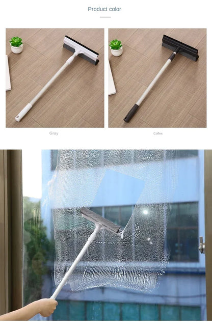 1pc Glass Cleaning Brush 2-in-1 Telescopic Pole Car Window Floor Cleaning Brush Glass Scraper Household Cleaning Tool