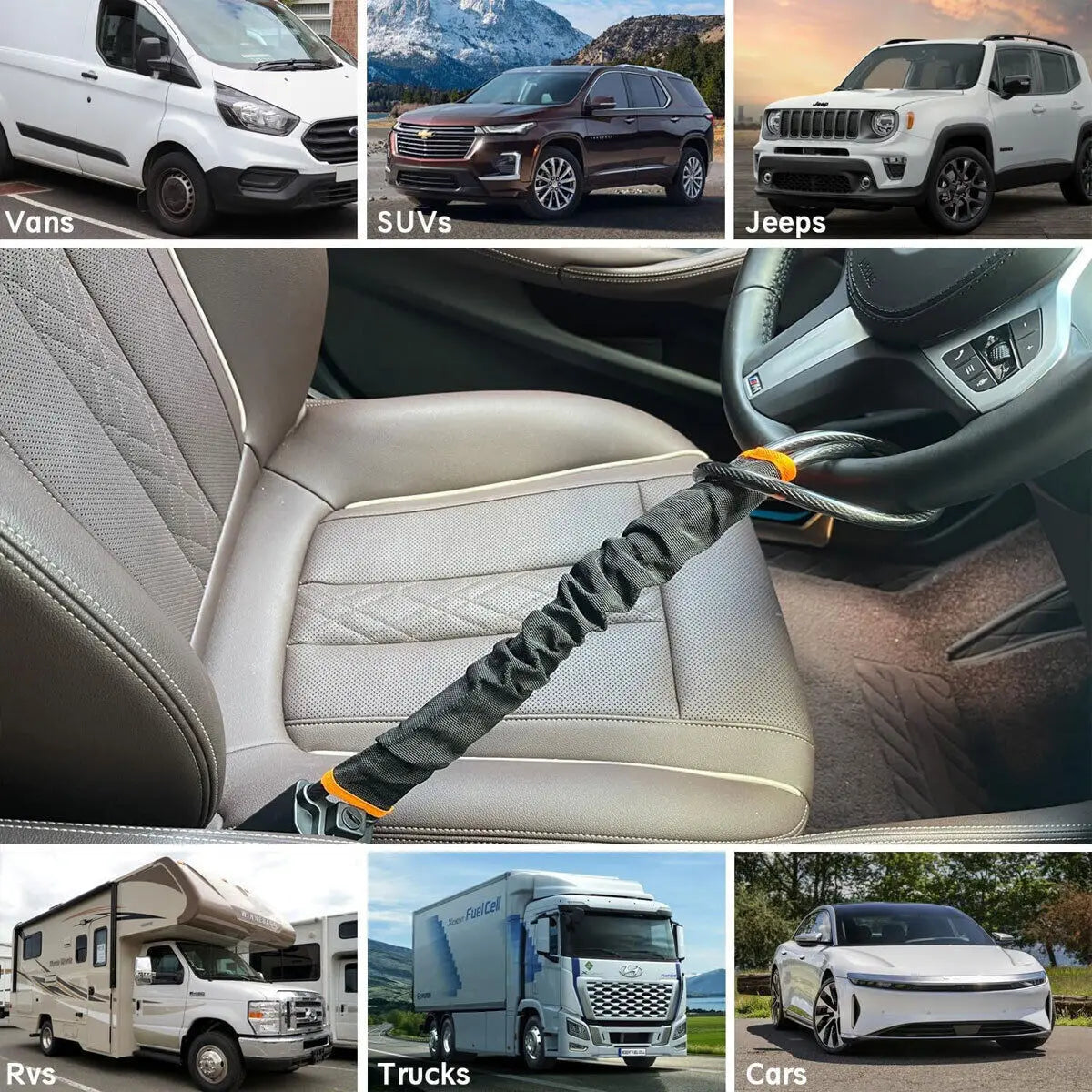 Universal Van Car Heavy Duty Anti Theft Steering Wheel Lock Security Safe + Keys