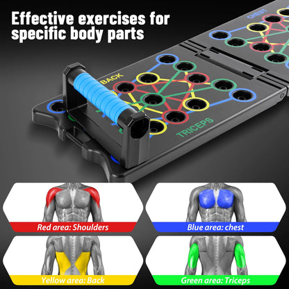 24-In-1 Multifunctional Push-up Board Set，Portable Foldable Fitness Equipment For Chest Abdomen Arms And Back Training