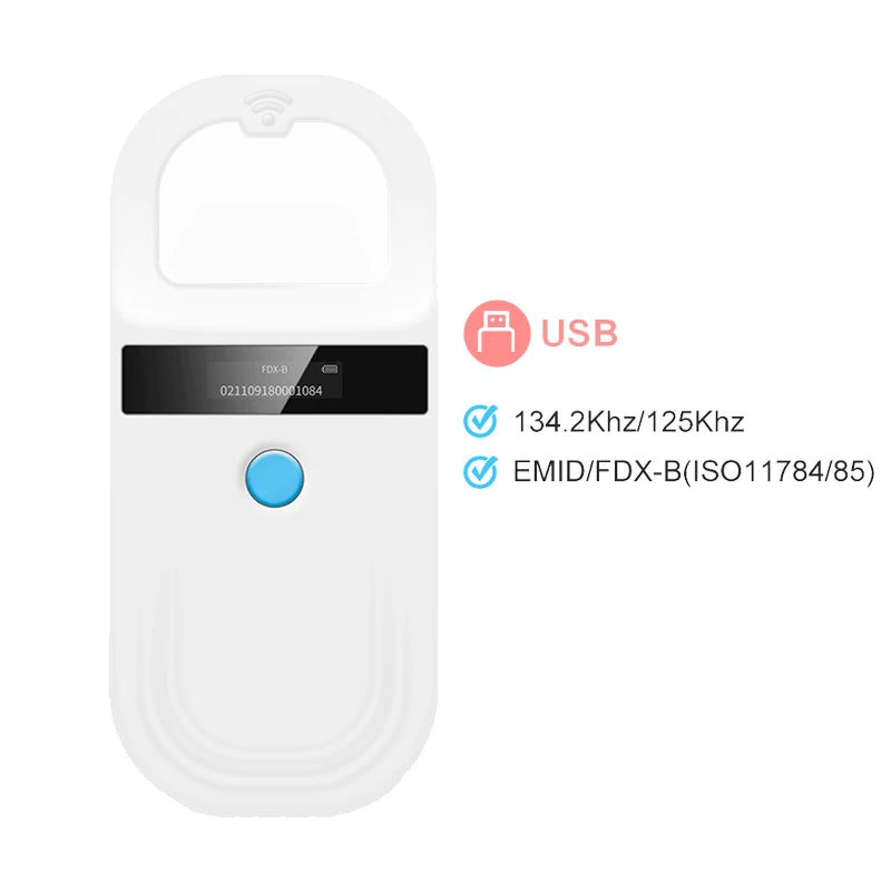 134.2KHz Animal Microchip Reader 125kHz Microchip Scanner Pet Microchip Scanner Chip Scanner for Dogs