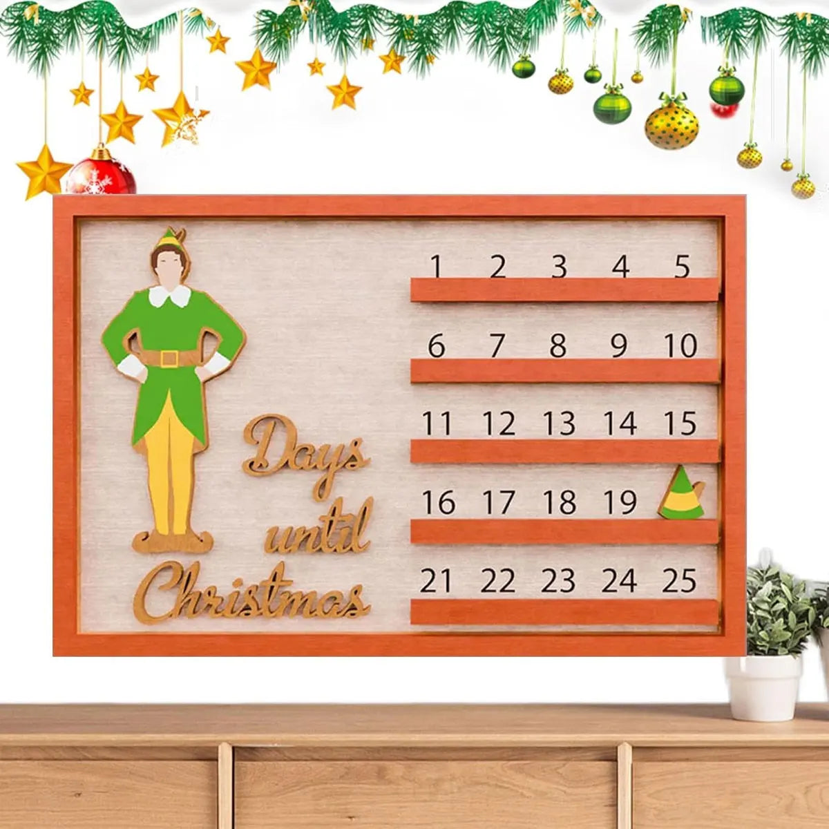 Christmas Calendar Unique Countdown To Christmas Sign Farmhouse Tabletop Number Date Rustic Home Decor Cartoon Patterns Table