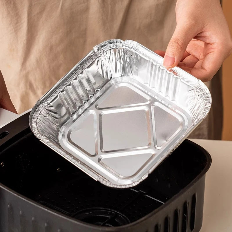 50/100PCS Air Fryer Liners Aluminum Foil Bowls Disposable Food Grade Air Fryer Paper for for Baking Frying Grilling Roasting