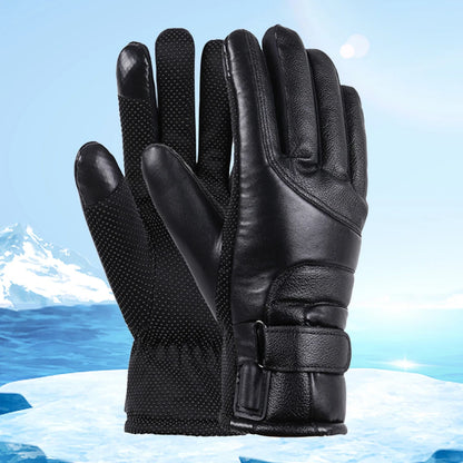 USB Heated Gloves Waterproof Thermal Heated Gloves PU Leather Heating Gloves Soft Winter Outdoor Warm Gloves for Off Road Skiing