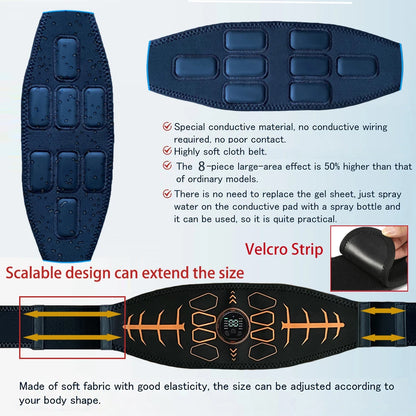 Smart Muscle Toner Abdominal Toning Belt Abs Trainer USB Recharge Body Massager Home Gym Training Fitness Equipment