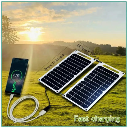 Solar Panel Can be fixed backpack 5-35W USB Waterproof Portable Charger for Outdoor Hiking, Camping, and Mobile Phone Charging