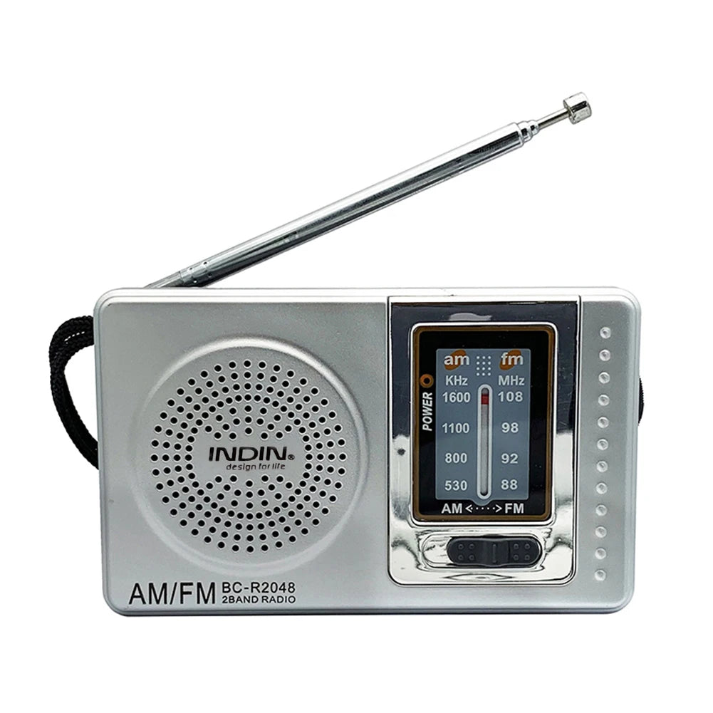 Radio FM/AM Small Portable Radio Battery Operated Radio Full-wave Band World Receiver Telescopic Antenna Built-in Speaker