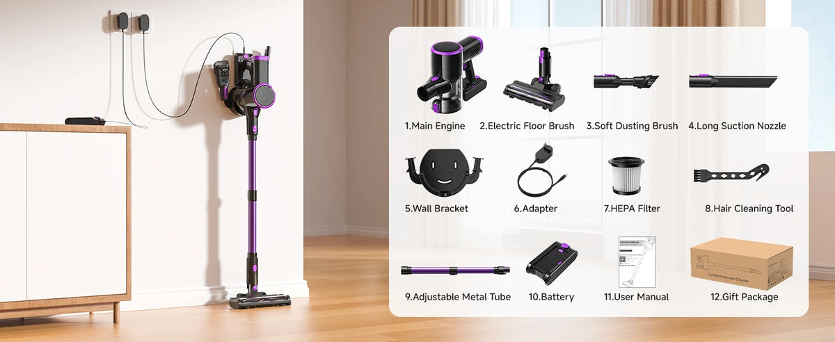 Lubluelu P4 Cordless Vacuum Cleaner 30Kpa Suction, 40Mins Runtime, Self-Standing, Green LED, for Hard Floor Carpet Pet