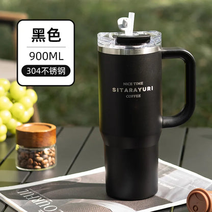 SITARAYURI 900ml Thermos Water Bottle Stainless Steel Coffee Cup Cold and Hot Double-layer Insulated Cup Tumbler Car Travel Mug