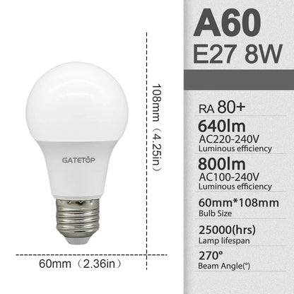 10pcs/lot LED bulb E27 AC 110V 220V 3W 8W 9W 12W 15W 18W 20W 24W LED A60 G45 lamp Saving Cold Warm White Bulbs for Home Light
