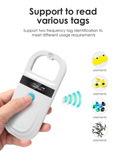 134.2KHz RFID Animal Reader 15 Digits 125KHz Pet ID Scanner EMID FDX-B ISO 11784/85 Microchip Tag Registration For Cow Fish Dog