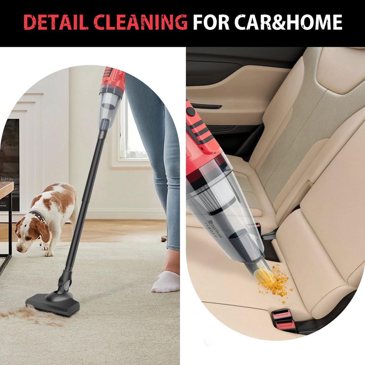 Cordless Vacuum Cleaner, 7000Pa 2-in-1 Upright & Handheld Stick Vacuum, for Hardwood Floors, Carpets, Cars and Pet Hair