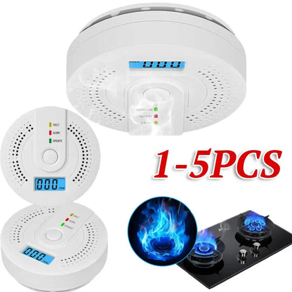 Digital Carbon Monoxide Detector Sound & Light Warning Sensor Battery Powered CO Gas Monitor Meter with LED Indicator Home Use