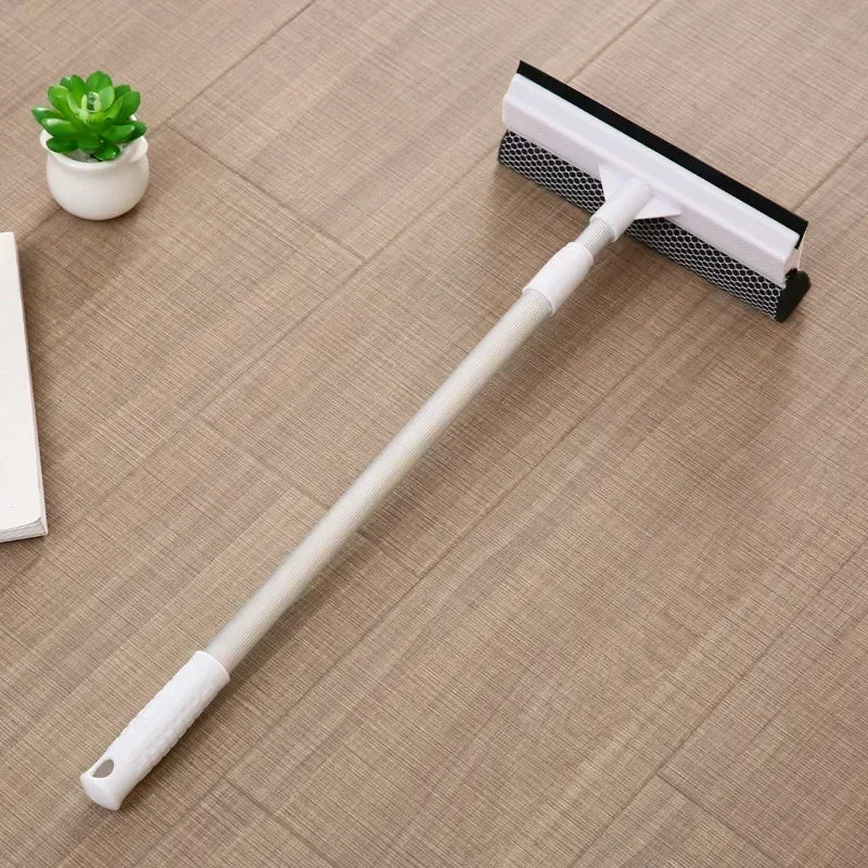 1pc Glass Cleaning Brush 2-in-1 Telescopic Pole Car Window Floor Cleaning Brush Glass Scraper Household Cleaning Tool